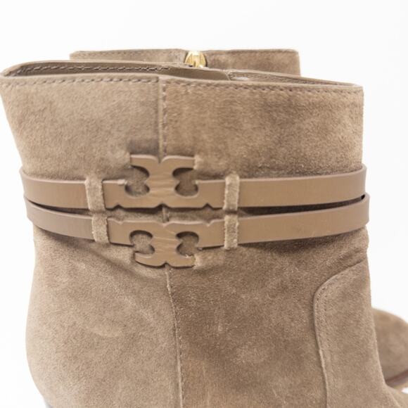 Tory Burch Leigh 90mm Lug Sole Boots River Rock Suede Womens 10 - Picture 6 of 7